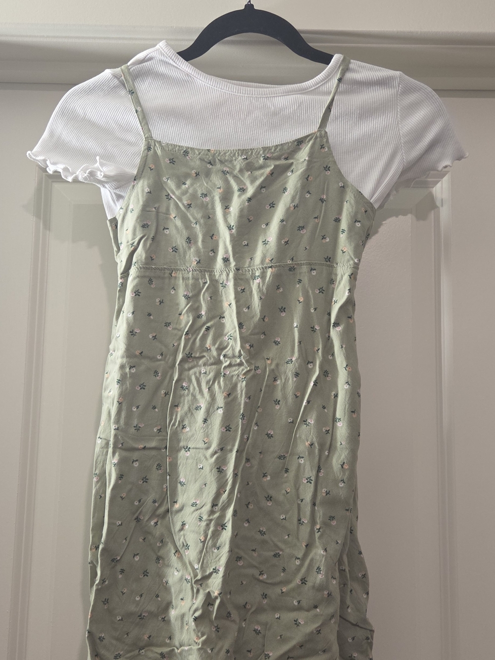 Light Sage Floral Slip Dress with White Tee Layered Look | Cat & Jack